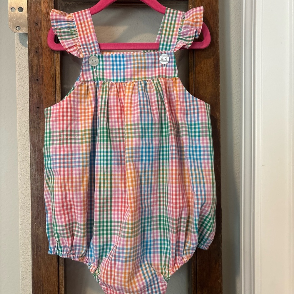 Little English Multicolor Plaid Romper
